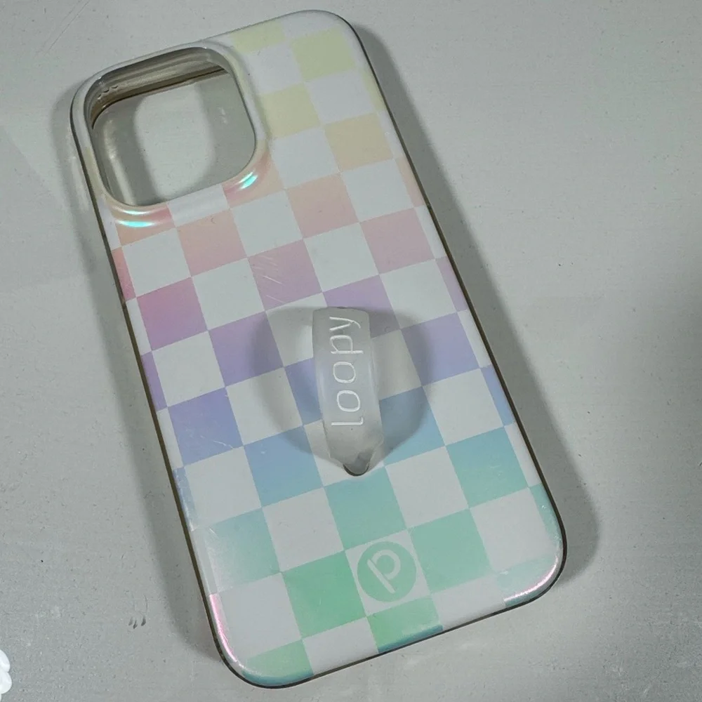 Loopy Case iPhone 14 Pro Max Pearl Checkered Phone Cover